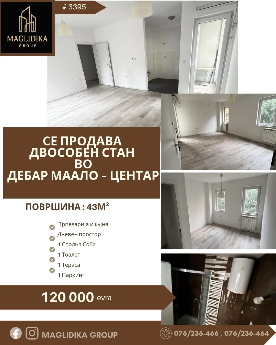 One-bedroom apartment for sale in Debar Maalo – Centar