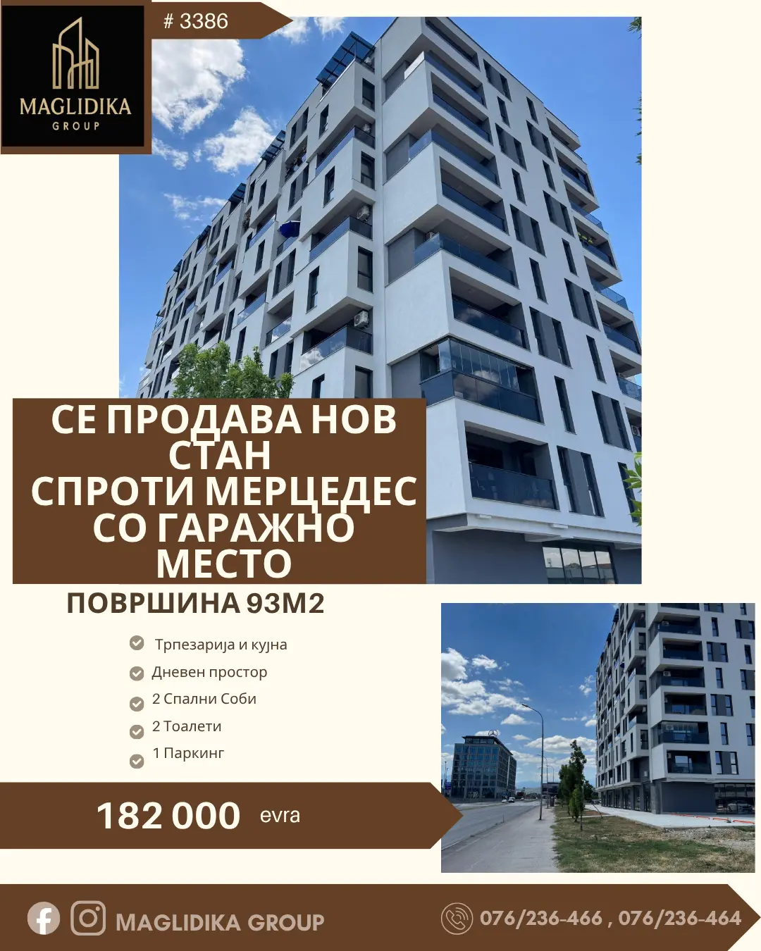 New apartment for sale opposite the Mercedes showroom – 93 m² with a garage space