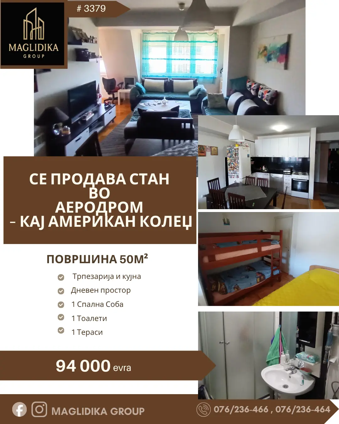 Apartment for sale in Aerodrom – Near American College