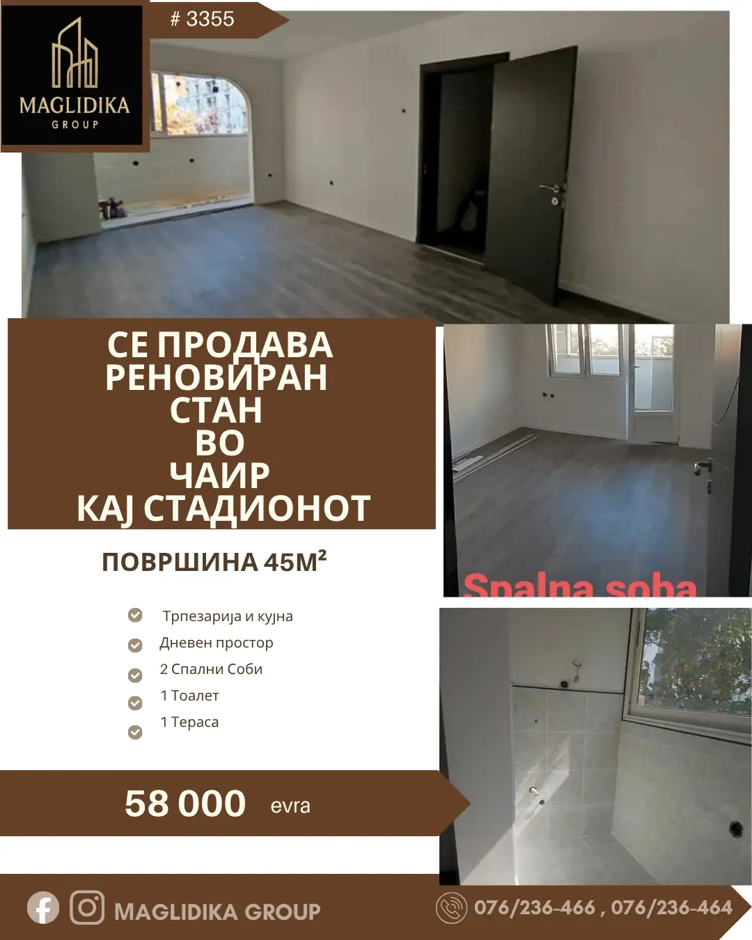 Се продава комфорен и целосно реновиран стан во Чаир – Кај стадионот