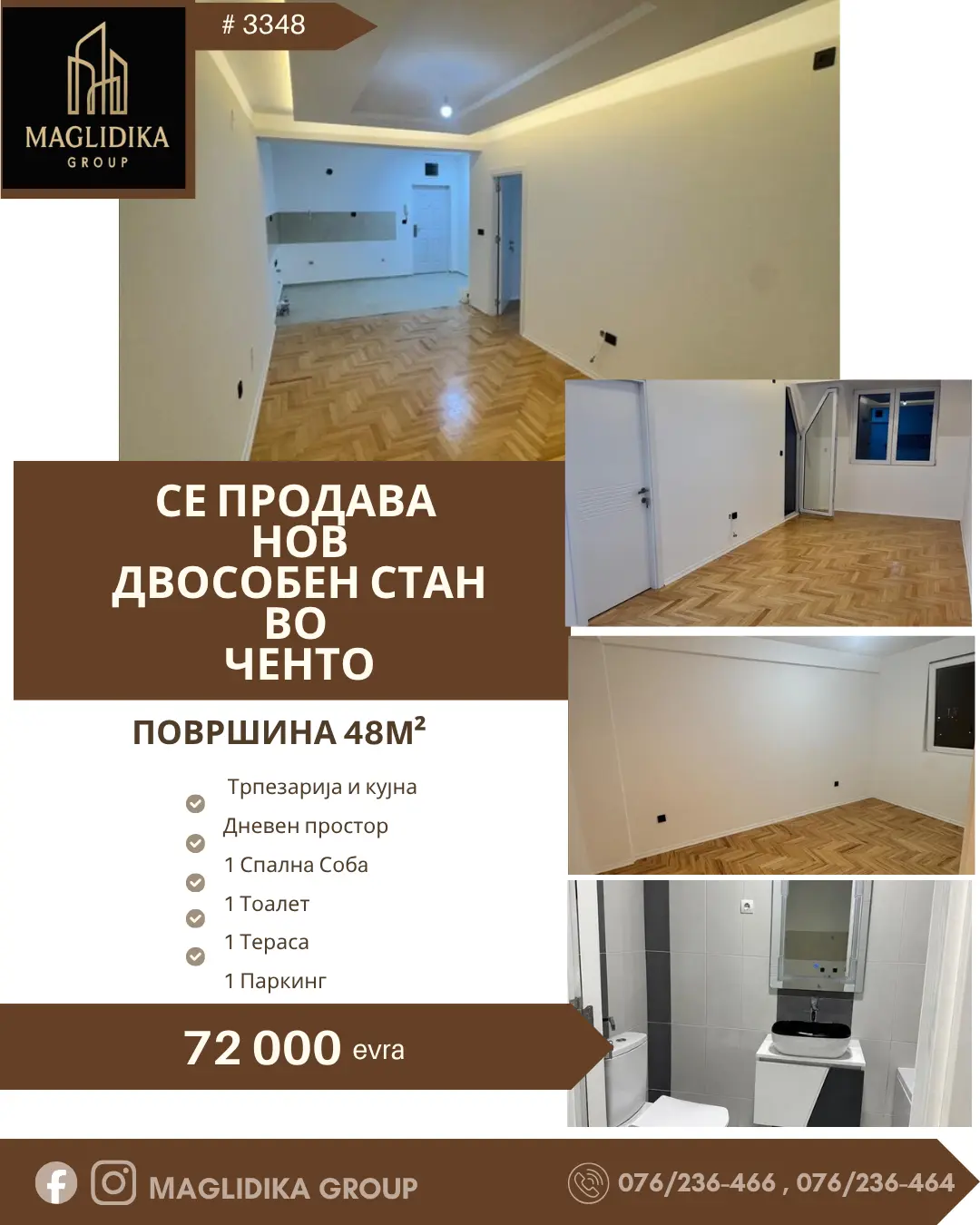 Се продава ново уреден двособен стан во Ченто