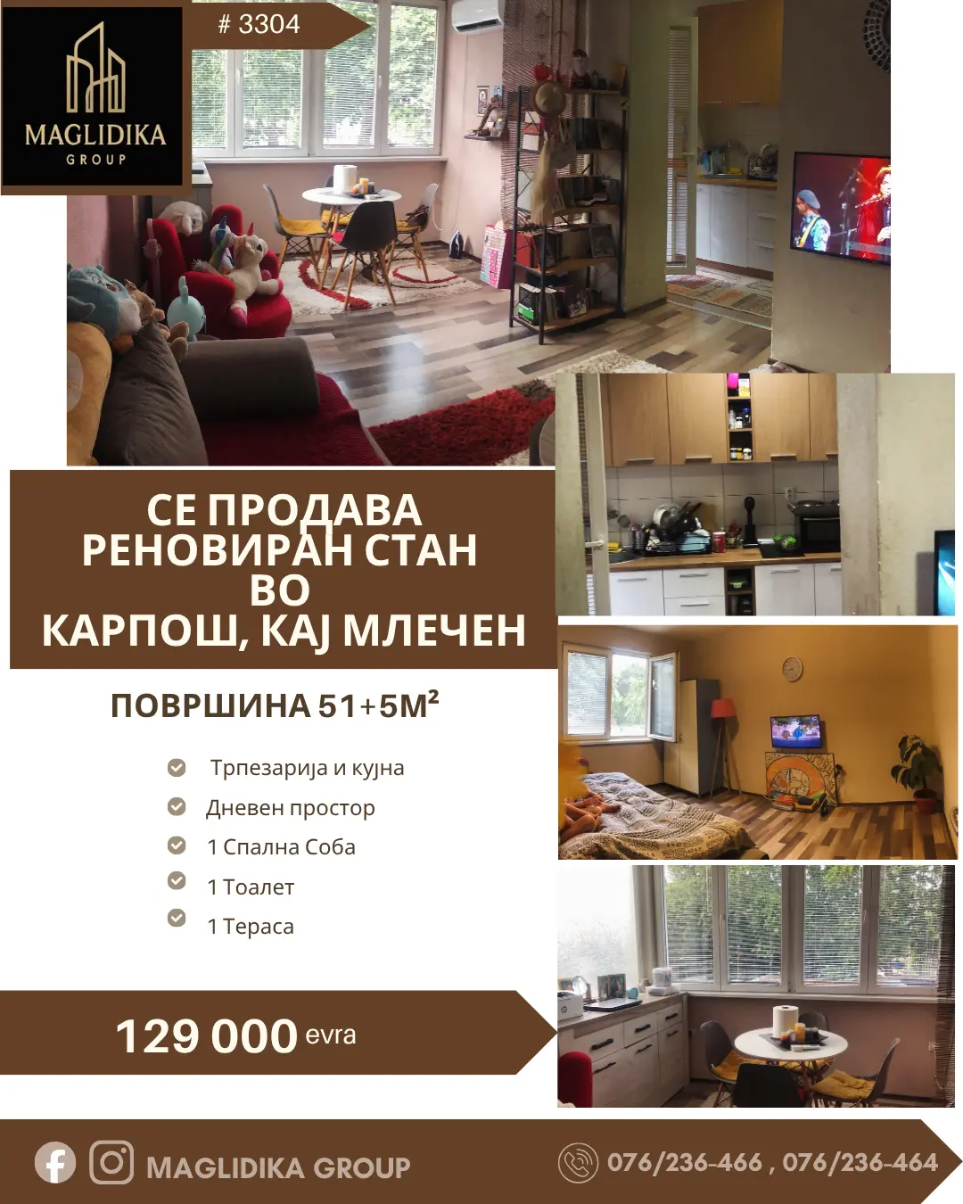 Се продава целосно реновиран стан – Карпош, кај Млечен