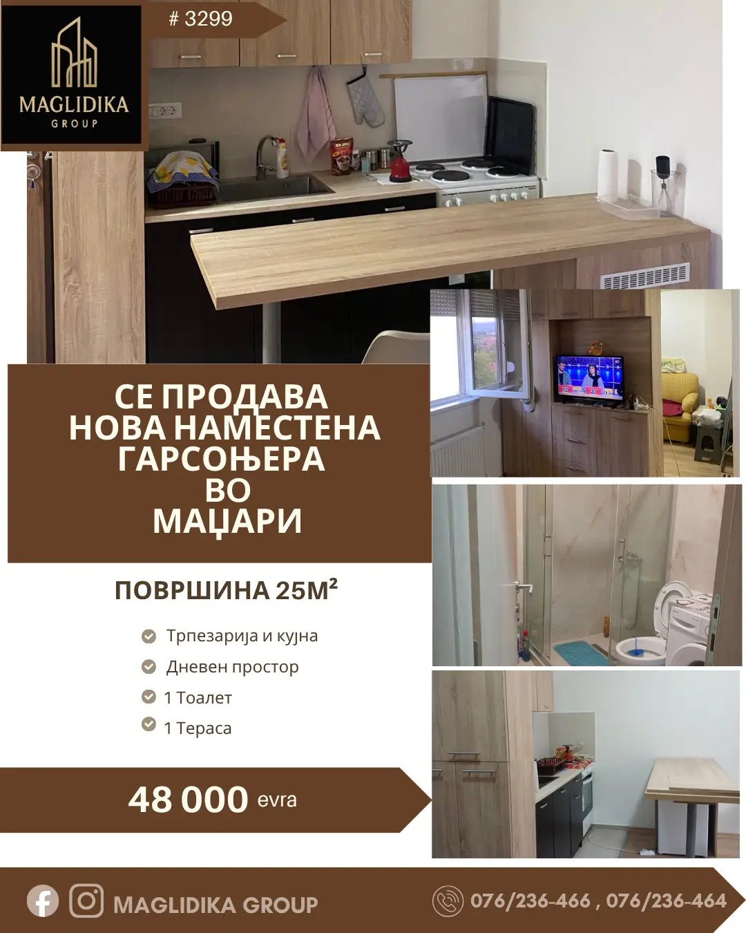 Се продава нова наместена гарсоњера – Маџари