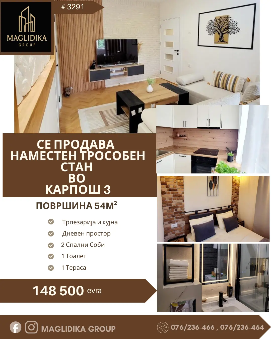 Luxury furnished two-bedroom apartment for sale – Karpos 3