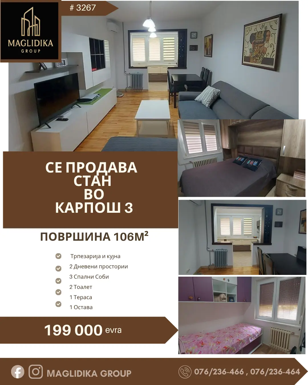 Spacious, fully renovated apartment for sale in Karpos 3