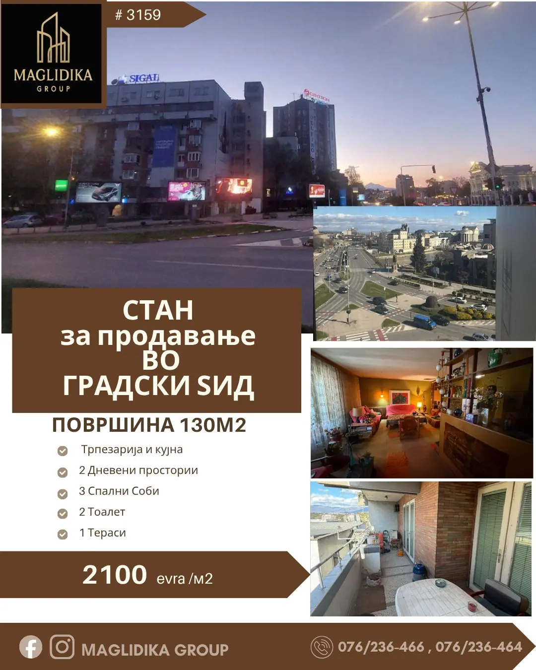 Spacious three-bedroom apartment for sale in Centar – Gradski Zid